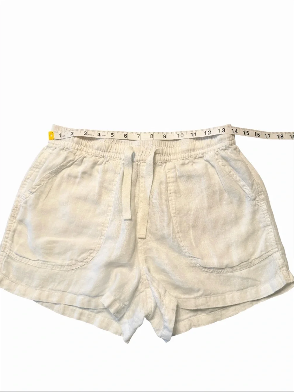 Quince White 100% European Linen Shorts Elastic Drawstring Pocket Size Small EUC - Picture 7 of 13